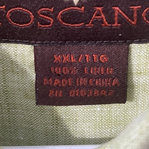 Toscano 100% Linen Light Green Button Down Shirt Men's XXL Vacation Resortwear - Picture 8 of 9